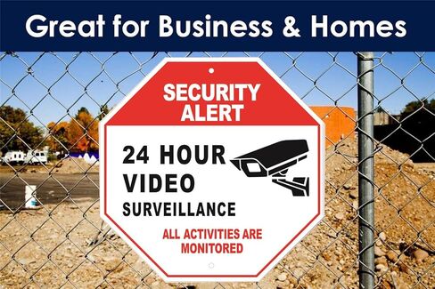 تنبيه أمني - لافتة مراقبة فيديو على مدار 24 ساعة - 10 بوصة × 10 بوصة يتم مراقبة جميع الأنشطة - لافتات معدنية تحذيرية أمنية للمنزل والعمل وكاميرا CCTV الأمنية والاستخدام الداخلي والخارجي (أزرق) in Kuwait