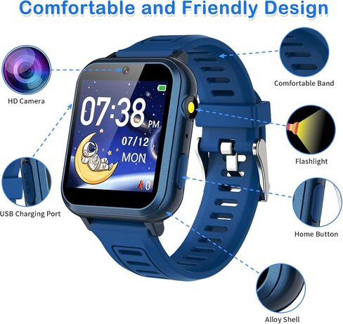 Smart Watch for Kids, Kids Smart Watch with 24 Puzzle Games Camera Video Recorder Music Alarm Calculator Calendar Flashlight Pedometer Birthday Gift Kids Watch Toys for 3-12 Year Old Boys Girls in Saudi Arabia