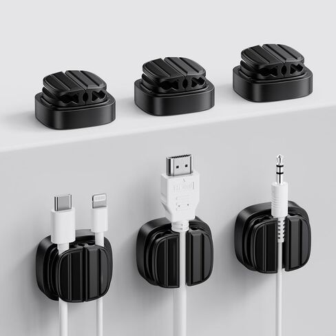 6 Pack Cord Organizer Spring Holder Clips, 3-in-1 Small Adjustable Cable Management for Home Office Desk Phone Car Wall Desktop Nightstand, Charger Cables, Net Cables, Computer Power Cables(Yellow) in Saudi Arabia