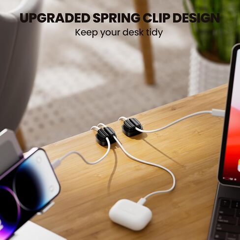 6 Pack Cord Organizer Spring Holder Clips, 3-in-1 Small Adjustable Cable Management for Home Office Desk Phone Car Wall Desktop Nightstand, Charger Cables, Net Cables, Computer Power Cables(Yellow) in Saudi Arabia