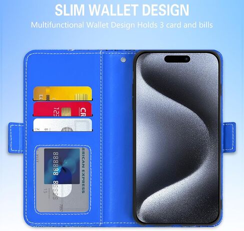 حافظة هاتف Asuwish لهاتف iPhone 15 Pro مقاس 6.1 بوصة مع واقي شاشة وحزام معصم وحامل بطاقة قلاب Bling Glitter Cell iPhone15Pro 5G i i-Phone i15 iPhone15 15Pro نساء بنات أزرق in Saudi Arabia