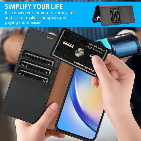 Compatible with Samsung Galaxy A35 Wallet Case with RFID Blocking Card Slots Stand Magnetic Closure Flip PU Leather Phone Cover for Samsung Galaxy A35 Case Wallet(6.6 inch-Black) in Saudi Arabia