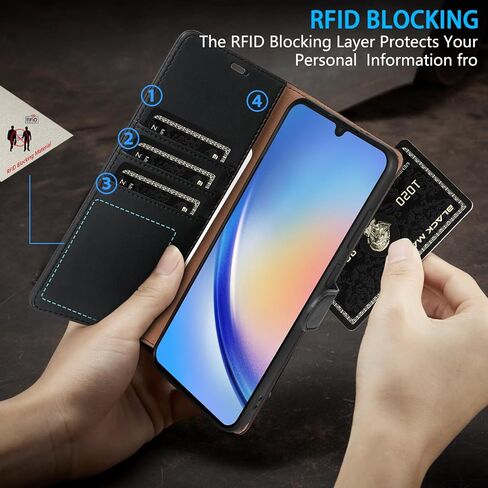 Compatible with Samsung Galaxy A35 Wallet Case with RFID Blocking Card Slots Stand Magnetic Closure Flip PU Leather Phone Cover for Samsung Galaxy A35 Case Wallet(6.6 inch-Black) in Saudi Arabia