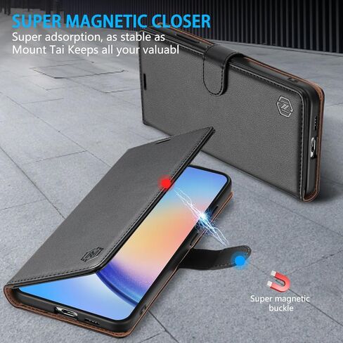 Compatible with Samsung Galaxy A35 Wallet Case with RFID Blocking Card Slots Stand Magnetic Closure Flip PU Leather Phone Cover for Samsung Galaxy A35 Case Wallet(6.6 inch-Black) in Saudi Arabia