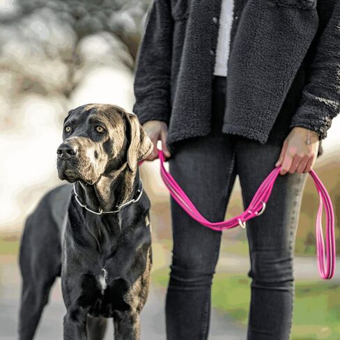 Herm Sprenger Adjustable Dog Training Leash | Secure & Non-Slip Rubberized Nylon Grip Hands Free Dog Leash | Durable Quality ¾" Thick Reflective Dog Training Leash (4FT - 7.5 FT Length) (Black) in Saudi Arabia