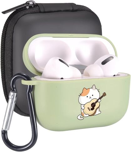 MAYCARI Lovely Frog Mushroom Case for AirPods Pro with Keychain, Cute Animal Design Protective Soft TPU Cover Compatible with AirPods Pro Charging Green Case for Women Girls in Saudi Arabia
