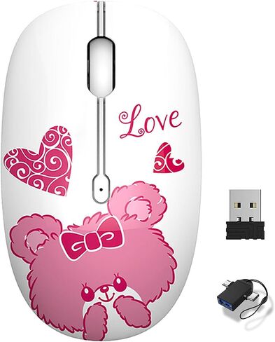 Cute Wireless Mouse, 2.4G Mute Office Business Computer Mouse with USB Receiver 1200DPI Optical Mice for Laptop,Notebook,PC,Computer (Bear) in Kuwait