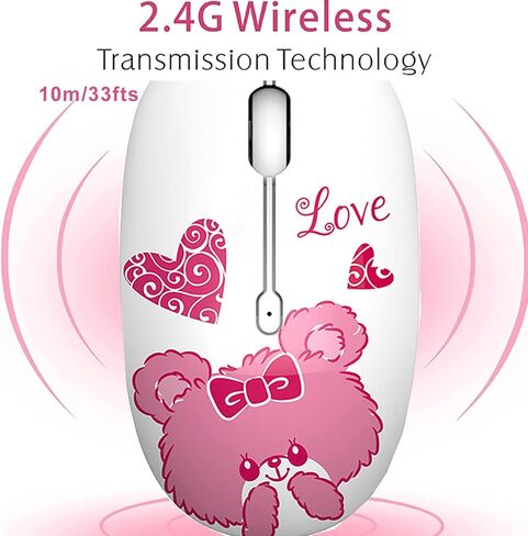 Cute Wireless Mouse, 2.4G Mute Office Business Computer Mouse with USB Receiver 1200DPI Optical Mice for Laptop,Notebook,PC,Computer (Bear) in Kuwait