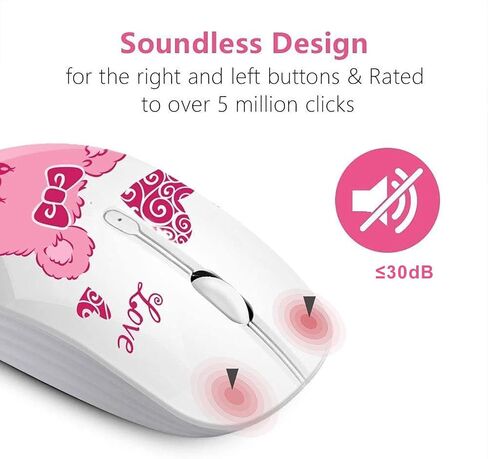 Cute Wireless Mouse, 2.4G Mute Office Business Computer Mouse with USB Receiver 1200DPI Optical Mice for Laptop,Notebook,PC,Computer (Bear) in Kuwait