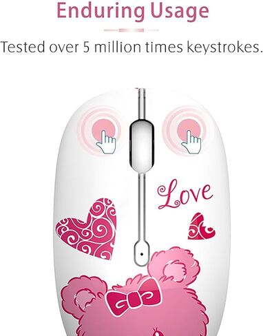 Cute Wireless Mouse, 2.4G Mute Office Business Computer Mouse with USB Receiver 1200DPI Optical Mice for Laptop,Notebook,PC,Computer (Bear) in Kuwait