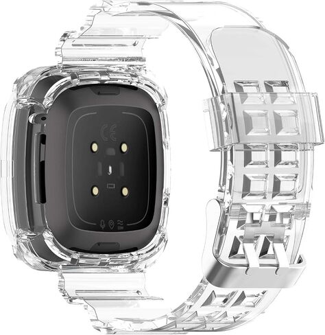 حافظة ساعة Chofit مع حزام متوافق مع Fitbit Versa 4/Versa 3/Sense 2/Sense، غطاء حماية هلامي شفاف رياضي للسيدات لطيف فتاة كريستال رياضية مع حزام لـ Fitbit Versa 4/Versa 3/Sense 2/Sense in Saudi Arabia