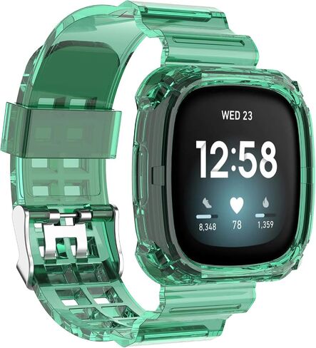حافظة ساعة Chofit مع حزام متوافق مع Fitbit Versa 4/Versa 3/Sense 2/Sense، غطاء حماية هلامي شفاف رياضي للسيدات لطيف فتاة كريستال رياضية مع حزام لـ Fitbit Versa 4/Versa 3/Sense 2/Sense in Saudi Arabia