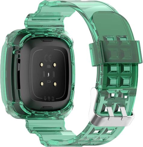 حافظة ساعة Chofit مع حزام متوافق مع Fitbit Versa 4/Versa 3/Sense 2/Sense، غطاء حماية هلامي شفاف رياضي للسيدات لطيف فتاة كريستال رياضية مع حزام لـ Fitbit Versa 4/Versa 3/Sense 2/Sense in Saudi Arabia