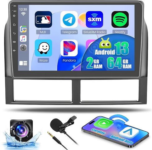 [2+64G] راديو السيارة Hikity Android 13 Carplay اللاسلكي لسيارة Jeep Grand Cherokee 1999-2004، شاشة لمس عالية الدقة مقاس 9 بوصات مع نظام ملاحة GPS WiFi Android Auto BT FM/RDS كاميرا احتياطية in Saudi Arabia