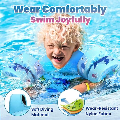 Heysplash Kids Swimming Vest, Toddler Floaties Fit 33-70 Lbs, Puddle Kids Jumper with Adjustable Strap, Swim Jacket Water Wing Arm Baby Float, Pool Sea Swimming Aid for Girl 2-7 Years,Full Pink Whale in Saudi Arabia