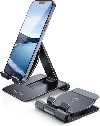Lamicall Adjustable Cell Phone Stand for Desk - Foldable Aluminum Desktop Phone Holder Cradle Dock, Compatible with Phone 13 12 Mini 11 Pro Xs Xs Max Xr X 8 7 6 6s Plus Smartphones, Tablets (4-11'') in Kuwait