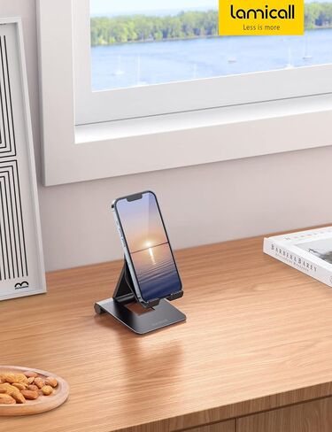 Lamicall Adjustable Cell Phone Stand for Desk - Foldable Aluminum Desktop Phone Holder Cradle Dock, Compatible with Phone 13 12 Mini 11 Pro Xs Xs Max Xr X 8 7 6 6s Plus Smartphones, Tablets (4-11'') in Kuwait