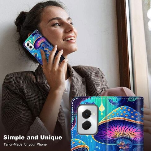 حافظة محفظة لهاتف Moto G Power 5G 2024 مع مسند حامل بطاقة الائتمان RFID، غطاء واقٍ مقاوم للصدمات من جلد البولي يوريثان قابل للطي لهاتف Moto G Power 5G 2024، Cool Mushroom in Saudi Arabia