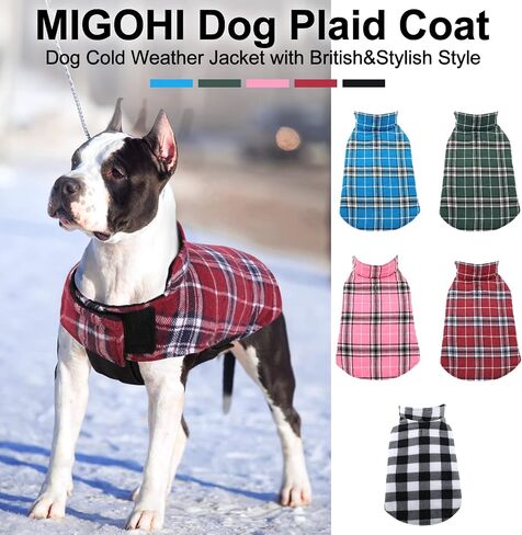 MIGOHI Dog Jackets for Winter, Reversible Dog Coat Windproof Waterproof Dog Winter Jackets for Cold Weather, British Style Plaid Dog Coats Warm Dog Vest for Small Medium Large Dogs, Green XL in Kuwait