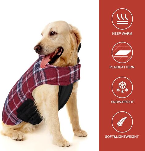 MIGOHI Dog Jackets for Winter, Reversible Dog Coat Windproof Waterproof Dog Winter Jackets for Cold Weather, British Style Plaid Dog Coats Warm Dog Vest for Small Medium Large Dogs, Green XL in Kuwait