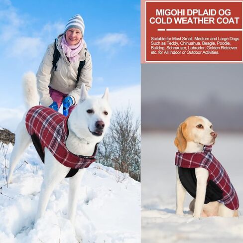 MIGOHI Dog Jackets for Winter, Reversible Dog Coat Windproof Waterproof Dog Winter Jackets for Cold Weather, British Style Plaid Dog Coats Warm Dog Vest for Small Medium Large Dogs, Green XL in Kuwait