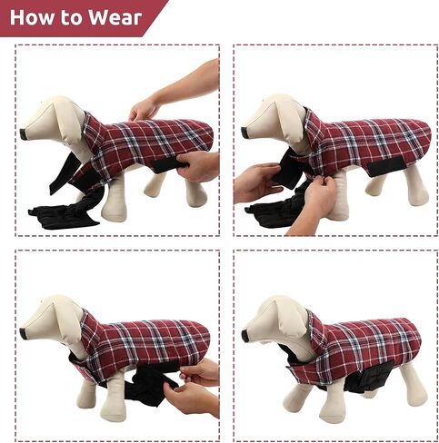 MIGOHI Dog Jackets for Winter, Reversible Dog Coat Windproof Waterproof Dog Winter Jackets for Cold Weather, British Style Plaid Dog Coats Warm Dog Vest for Small Medium Large Dogs, Green XL in Kuwait