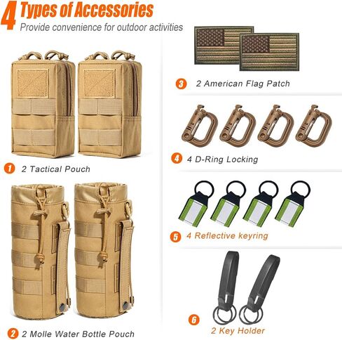 4 Pack Tactical Pouches, Molle Pouches for Backpacks, Molle Water Bottle Pouch, Backpack Attachments in Saudi Arabia