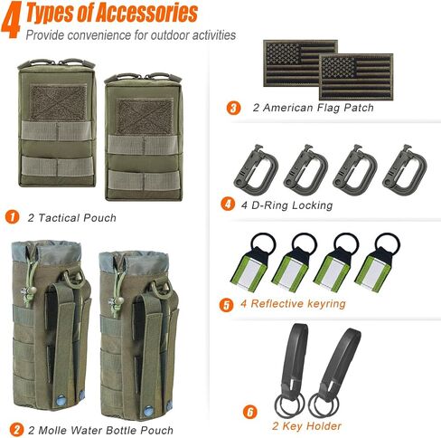 4 Pack Tactical Pouches, Molle Pouches for Backpacks, Molle Water Bottle Pouch, Backpack Attachments in Saudi Arabia