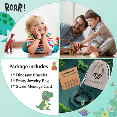 Dinosaur Bracelet for Son/Grandson/Nephew/Brother on Valentines Day/Christmas/Birthday Graduation in Kuwait