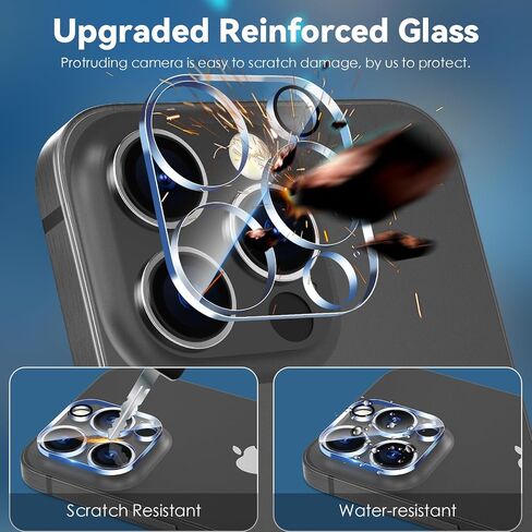 CloudValley [3 Packs for iPhone 16 Pro/iPhone 16 Pro Max Camera Protection, Military Standard Scratch-Resistant Protective Film, 9H Hardness, Bubble-Free Tempered Glass Camera Screen,Clear in Saudi Arabia