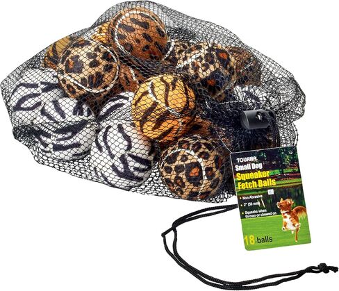 Unique Sports Small Dog Animal Print Mini Tennis Fetch Balls, Squeaker Ball Dog Toy 4 Pack in Kuwait