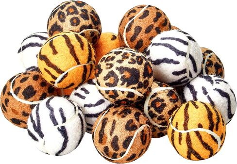Unique Sports Small Dog Animal Print Mini Tennis Fetch Balls, Squeaker Ball Dog Toy 4 Pack in Kuwait
