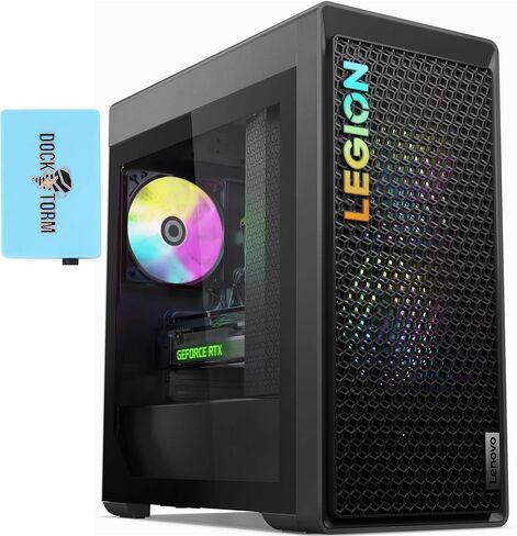 كمبيوتر مكتبي Lenovo Legion Tower 5 Gen 8 للألعاب والترفيه (AMD Ryzen 7 7700 8-Core، 16GB DDR5 5200MHz RAM، 2x1TB PCIe SSD (2TB)، GeForce RTX 4070 Super 12GB، Win 10 Pro) مع Dockztorm Hub in Saudi Arabia