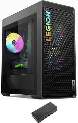كمبيوتر مكتبي Lenovo Legion Tower 5 Gen 8 للألعاب والترفيه (AMD Ryzen 7 7700 8-Core، 64GB DDR5 5200MHz RAM، 512GB PCIe SSD + 2TB HDD (3.5)، Win 11 Pro) مع قاعدة توصيل USB-C in Saudi Arabia
