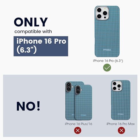 pitaka for iPhone 16 Pro Case Compatible with MagSafe, Thin & Light iPhone 16 Pro Case with a Caseless Feel, 600D Aramid Fiber Woven [Ultra Slim Case-Black/Grey (Twill)] in Kuwait