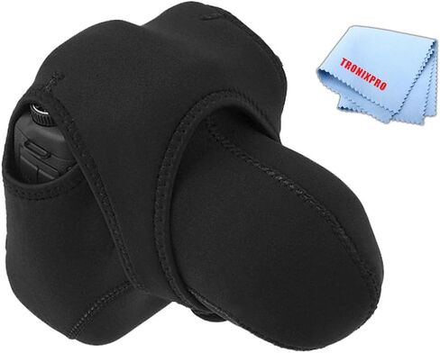 حقيبة صغيرة قابلة للتمدد من النيوبرين قابلة للعكس تناسب الكاميرات التي يصل حجمها إلى 7.25 بوصة ارتفاعًا × 6.5 بوصة عرضًا، باللون الأسود والرمادي. لكاميرات Canon Nikon Olympus Samsung والمزيد مع قماش الألياف in Kuwait