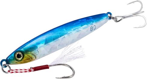 Goture Tungsten Fishing Jigs Saltwater Lures, Carbon Steel Glow Vertical Jigs, Lead Jig Sea Fishing Jigging Spoon Lures for Tuna Salmon Sailfish Striped bass Grouper Snapper Kingfish, 2.12/2.82 Oz 1pc in Saudi Arabia