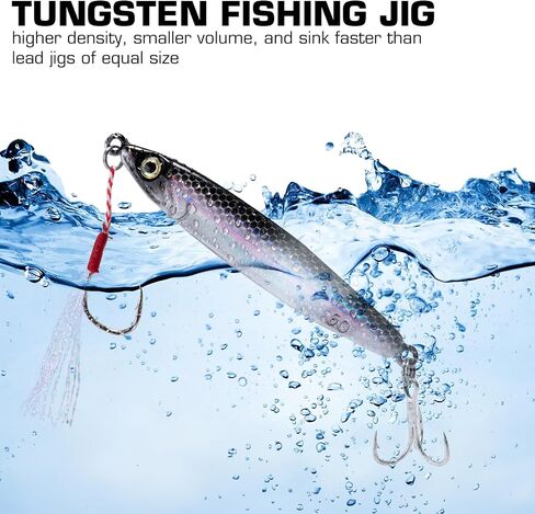 Goture Tungsten Fishing Jigs Saltwater Lures, Carbon Steel Glow Vertical Jigs, Lead Jig Sea Fishing Jigging Spoon Lures for Tuna Salmon Sailfish Striped bass Grouper Snapper Kingfish, 2.12/2.82 Oz 1pc in Saudi Arabia