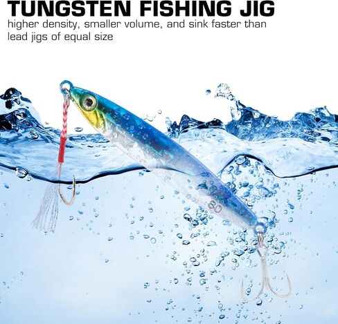 Goture Tungsten Fishing Jigs Saltwater Lures, Carbon Steel Glow Vertical Jigs, Lead Jig Sea Fishing Jigging Spoon Lures for Tuna Salmon Sailfish Striped bass Grouper Snapper Kingfish, 2.12/2.82 Oz 1pc in Saudi Arabia
