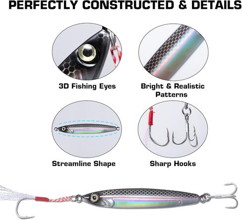 Goture Tungsten Fishing Jigs Saltwater Lures, Carbon Steel Glow Vertical Jigs, Lead Jig Sea Fishing Jigging Spoon Lures for Tuna Salmon Sailfish Striped bass Grouper Snapper Kingfish, 2.12/2.82 Oz 1pc in Saudi Arabia