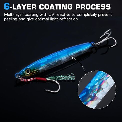 Goture Tungsten Fishing Jigs Saltwater Lures, Carbon Steel Glow Vertical Jigs, Lead Jig Sea Fishing Jigging Spoon Lures for Tuna Salmon Sailfish Striped bass Grouper Snapper Kingfish, 2.12/2.82 Oz 1pc in Saudi Arabia