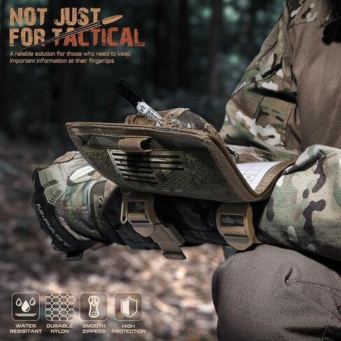 LIVANS Map Case Tactical Arm Sleeve QB Wristband Map Pouch Tactical Armband Sleeve Military Arm Wrist Pouch Documet DOPE Card Holder for Shooting Rescue Field Measurement, Include Flag Patch in Kuwait