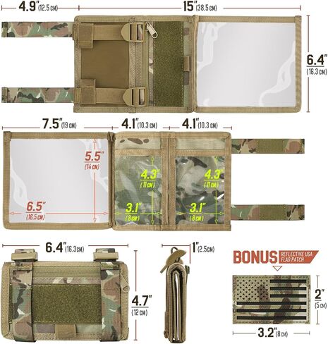 LIVANS Map Case Tactical Arm Sleeve QB Wristband Map Pouch Tactical Armband Sleeve Military Arm Wrist Pouch Documet DOPE Card Holder for Shooting Rescue Field Measurement, Include Flag Patch in Kuwait