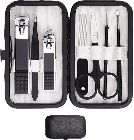 Manicure Set Men Women Nail Clipper Set Durable Nail Clippers Kit Personal Care Tools with Portable Case Pedicure Tools 8 in 1 Men Grooming Kit for Husband Family Boy Men Women Friend(Blue) in Saudi Arabia