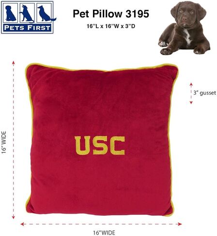 Pets First Collegiate Pet Accessories, Dog Pillow, Arkansas Razorbacks, 16 x 16 x 3 inches (ARK-3195) in Saudi Arabia