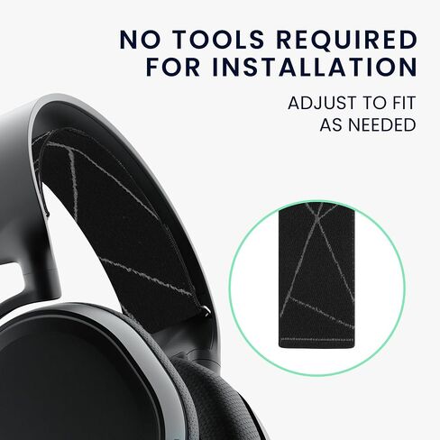 kwmobile Headband Pad Compatible with SteelSeries Arctis 3 / Arctis 5 Headphones - Elastic Nylon Replacement - Black/Grey in Saudi Arabia