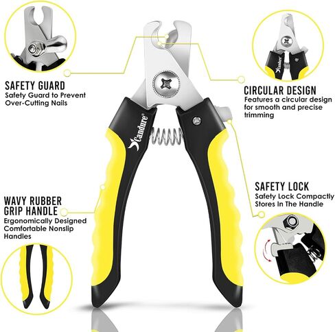 Candure Dog Nail Clippers Professional Dog Nail Trimmers Suitable for Large to Medium Dogs, Cats, Rabbits and Guinea Pigs - Safety Lock/Protective Guard to Avoid Over Cutting in Kuwait