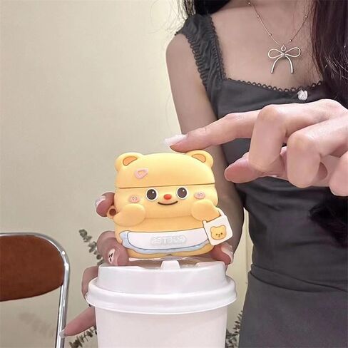 Case Compatible with 2024 Airpods 4, 3D Cute Kawaii Baby Otter Design Keychain Case Cover, Portable Earbuds Accessories Soft Silicone Shockproof Wireless Earphone Protector with Hook in Kuwait
