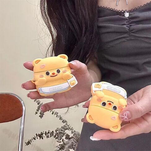 Case Compatible with 2024 Airpods 4, 3D Cute Kawaii Baby Otter Design Keychain Case Cover, Portable Earbuds Accessories Soft Silicone Shockproof Wireless Earphone Protector with Hook in Kuwait