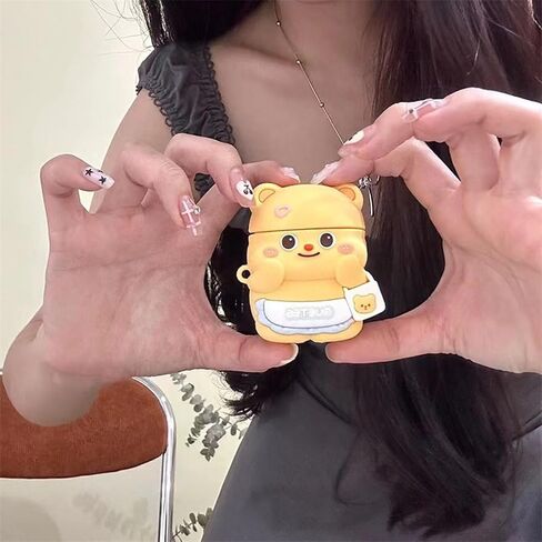 Case Compatible with 2024 Airpods 4, 3D Cute Kawaii Baby Otter Design Keychain Case Cover, Portable Earbuds Accessories Soft Silicone Shockproof Wireless Earphone Protector with Hook in Kuwait